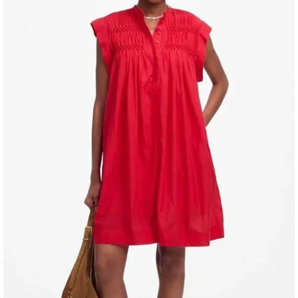 Madewell Embroidered Donna Pleated Mini Dress Watermelon Large NWT *Flaw*